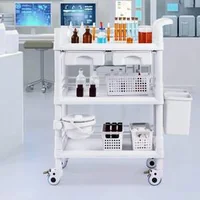 Мобилна-медицинска-количка-с-3-тави-и-3-коша-за-отпадъци