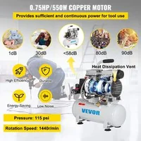 Професионален-Въздушен-компресор-9L-резервоар-безшумен-550-W-безмаслен-компресор