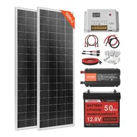 Пълен-соларен-комплект-200W-12V-с-50Ah-LiFePO₄-батерия-и-800W-инвертор