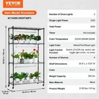 Стелаж-за-растения-с-LED-лампи-4-етажа-90W-180-см-височина