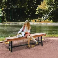 Външна-пейка-от-дърво-Градинска-пейка-Метални-крака