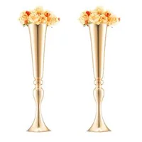 Луксозна-метална-ваза-за-цветя-Trumpet-Vase-56-см-височина-2-броя-златен-цвят