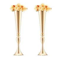 Луксозна-метална-ваза-за-цветя-Trumpet-Vase-56-см-височина-2-броя-златен-цвят
