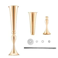 Луксозна-метална-ваза-за-цветя-Trumpet-Vase-56-см-височина-2-броя-златен-цвят