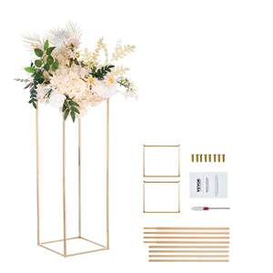 Стойка-за-сватбени-цветя-Flower-Stand-2-броя-80-см-височина-Метална-колона-златен-цвят