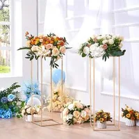 Стойка-за-сватбени-цветя-Flower-Stand-2-броя-80-см-височина-Метална-колона-с-акрилна-плоча-златен-цвят