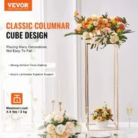 Стойка-за-сватбени-цветя-Flower-Stand-2-броя-80-см-височина-Метална-колона-с-акрилна-плоча-златен-цвят