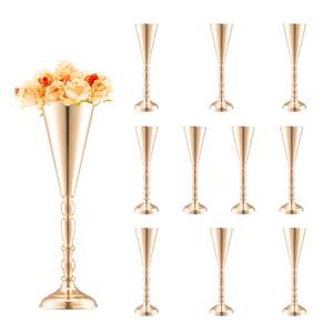 Луксозна-метална-ваза-за-цветя-Trumpet-Vase-43-см-височина-10-броя-златен-цвят