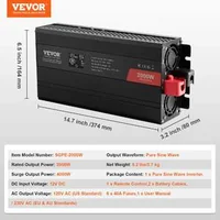 Инвертор-с-Чиста-Синусоида-2000W-12V-към-230V-LCD-Безжично-Дистанционно