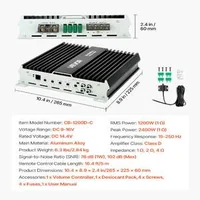 Моно-Автомобилен-Усилвател-1200W-RMS-Клас-D-Стабилен-при-1-2-4-Ома-с-Дистанционно-Управление-за-Сабвуфери