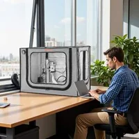 Капак-за-3D-Принтер-с-Вентилация-и-Термометър-Специално-Създаден-за-Bambu-Lab-A1-Combo-Прахо-и-Водоустойчив-Сив