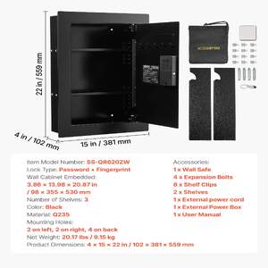 Биометричен-Сейф-за-Вграждане-в-Стена-23-5-Л-Пръстов-Отпечатък-3-Нива-Скрит-Монтаж