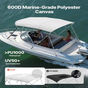 Тента-за-Лодка-Bimini-Top-с-4-Рамки-2-44-м-Дължина-600D-Oxford-Светло-Сива