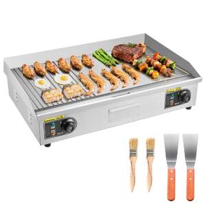 Професионална-Електрическа-Скара-4400W-725-x-400-мм-Комбинирана-Плоча-Гладка-и-Оребрена
