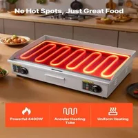 Професионална-Електрическа-Скара-4400W-725-x-400-мм-Комбинирана-Плоча-Гладка-и-Оребрена