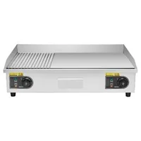 Професионална-Електрическа-Скара-4400W-725-x-400-мм-Комбинирана-Плоча-Гладка-и-Оребрена