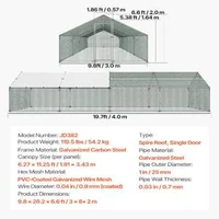 Изключително-Голям-Метален-Кокошарник-3x8x2-м-Поцинкована-Стомана-и-Островръх-Покрив