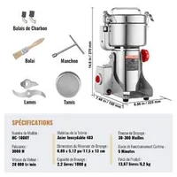 Професионална-Електрическа-Мелничка-1000г-2400W-за-Зърно-Подправки-и-Билки