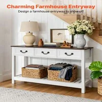 Конзолна-Маса-120-см-в-Стил-Farmhouse-С-Чекмеджета-и-Долен-Рафт