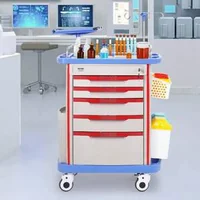 Мобилна-медицинска-количка-на-5-нива-с-5-чекмеджета-и-2-коша-за-отпадъци