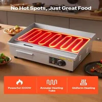 Професионална-Електрическа-Скара-3200W-Комбинирана-Плоча-Гладка-и-Оребрена