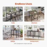 Квадратна-Бар-Маса-60-x-60-cm-Рустикален-Стил-Компактен-Дизайн-за-Кафе-и-Коктейли