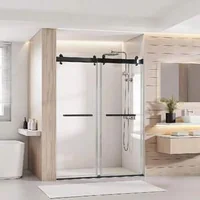 Безрамкова-Плъзгаща-се-Врата-за-Душ-122-x-193-cm-Закалено-Стъкло-10-mm-Нано-Покритие