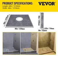 Хидроизолационен-Комплект-за-Душ-Основа-122x122-cm-с-PVC-Централен-Сифон