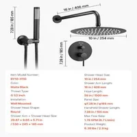 Модерен-Душ-Комплект-за-Вграждане-25-cm-Кръгла-Пита-и-Ръчен-Душ-Черен-Мат
