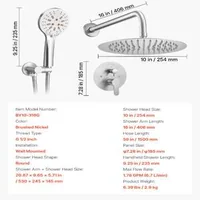 Душ-Система-Кръгла-Пита-254-mm-и-Ръчен-Душ-Матиран-Никел