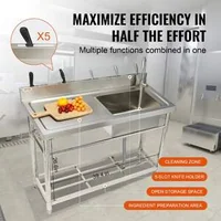 Свободностояща-Мивка-от-Неръждаема-Стомана-100-x-50-cm-с-Работен-Плот