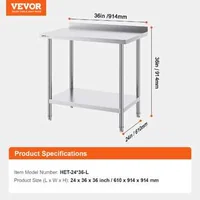 Професионална-Работна-Маса-91-5-x-61-cm-Неръждаема-Стомана-за-Подготовка-на-Храна