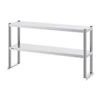 Двустепенен-Надграждащ-Рафт-122x30-5-cm-Неръждаема-Стомана-за-Работна-Маса