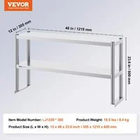 Двустепенен-Надграждащ-Рафт-122x30-5-cm-Неръждаема-Стомана-за-Работна-Маса