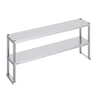 Двустепенен-Надграждащ-Рафт-152x30-5-cm-Неръждаема-Стомана-за-Работна-Маса