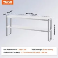 Двустепенен-Надграждащ-Рафт-152x30-5-cm-Неръждаема-Стомана-за-Работна-Маса