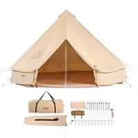 Луксозна-Памучна-Палатка-5-m-Bell-Tent-с-Огнеупорен-Отвор-за-Печка