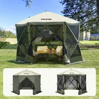 Шестоъгълна-Pop-up-Шатра-с-Мрежа-против-Насекоми-Градинска-Беседка-Зелена
