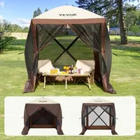 Компактна-Pop-up-Шатра-2-4x2-4-m-Градинска-Беседка-с-Мрежа-Кафява