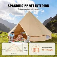 Гигантска-Памучна-Палатка-Bell-Tent-7-m-4-сезонна-за-12-души-с-Отвор-за-Печка