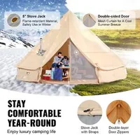 Гигантска-Памучна-Палатка-Bell-Tent-7-m-4-сезонна-за-12-души-с-Отвор-за-Печка