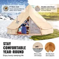 Памучна-Палатка-Bell-Tent-3-m-Водоустойчива-за-2-3-души-с-Отвор-за-Печка