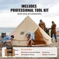 Памучна-Палатка-Bell-Tent-3-m-Водоустойчива-за-2-3-души-с-Отвор-за-Печка