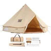 Памучна-Палатка-Bell-Tent-3-m-Водоустойчива-за-2-3-души-с-Отвор-за-Печка