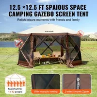 6-странна-Pop-up-Градинска-Шатра-с-Мрежа-Кафява-за-6-8-души