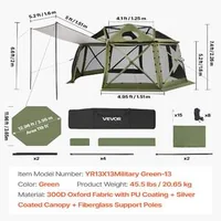 Гигантска-13-странна-Сферична-Шатра-4x4-m-Зелен-Купол-за-12-души