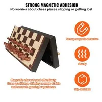 Магнитен-Дървен-Шах-30-5-cm-Сгъваема-Дъска-с-Индивидуални-Слотове-и-2-Допълнителни-Дами