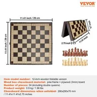 Магнитен-Дървен-Шах-30-5-cm-Сгъваема-Дъска-с-Индивидуални-Слотове-и-2-Допълнителни-Дами
