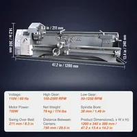 Прецизен-Настолен-Струг-за-Метал-750W-210-x-750-mm-Безчетков-Мотор-и-Метални-Предавки