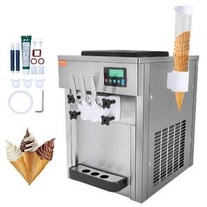 Търговска-Настолна-Машина-за-Мек-Сладолед-3-Вкуса-LCD-Панел-и-Автоматично-Почистване